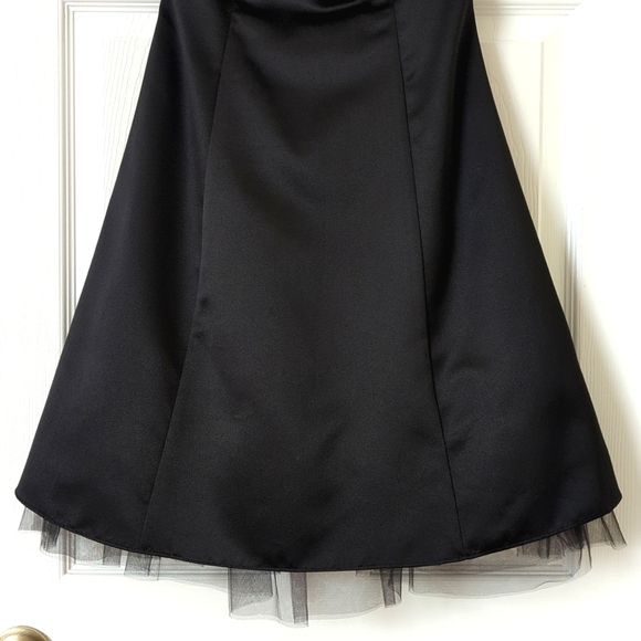 Jump Apparel Y2K Vintage Satin Tulle Hem Strapless A-Line Mini Dress Black 3/4 - Picture 4 of 12